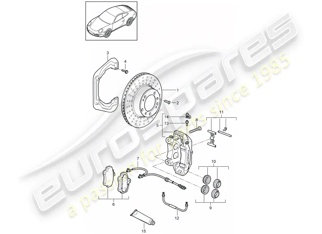 porsche 2009 (997-2) frenos de disco diagrama de piezas