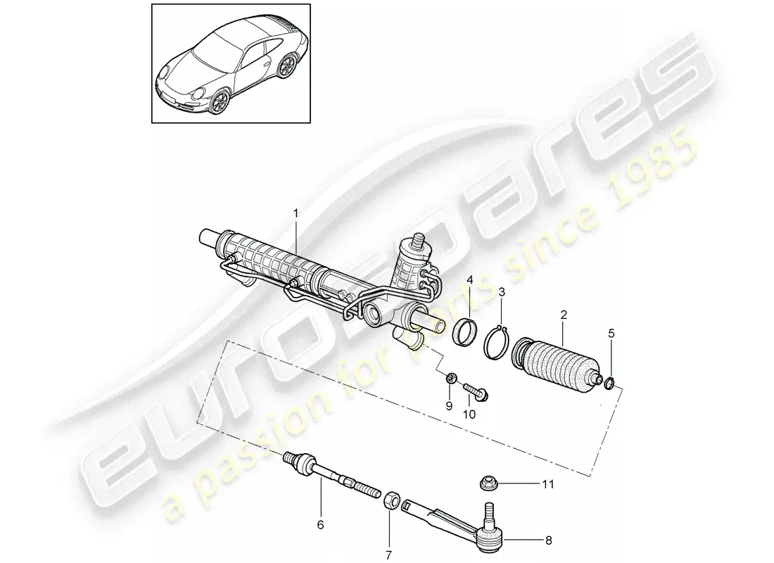 porsche 2011 (997-2) dirección asistida diagrama de piezas