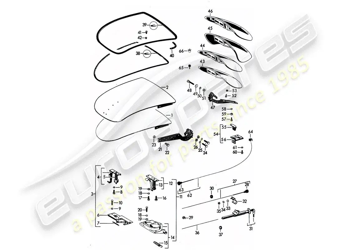 porsche 1960 (356b/356c) tapa - - y - con piezas de montaje - a medida utilizar material de taller diagrama de piezas