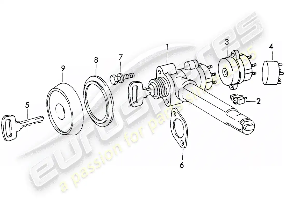 porsche 1972 (911) dispositivo antirrobo diagrama de piezas