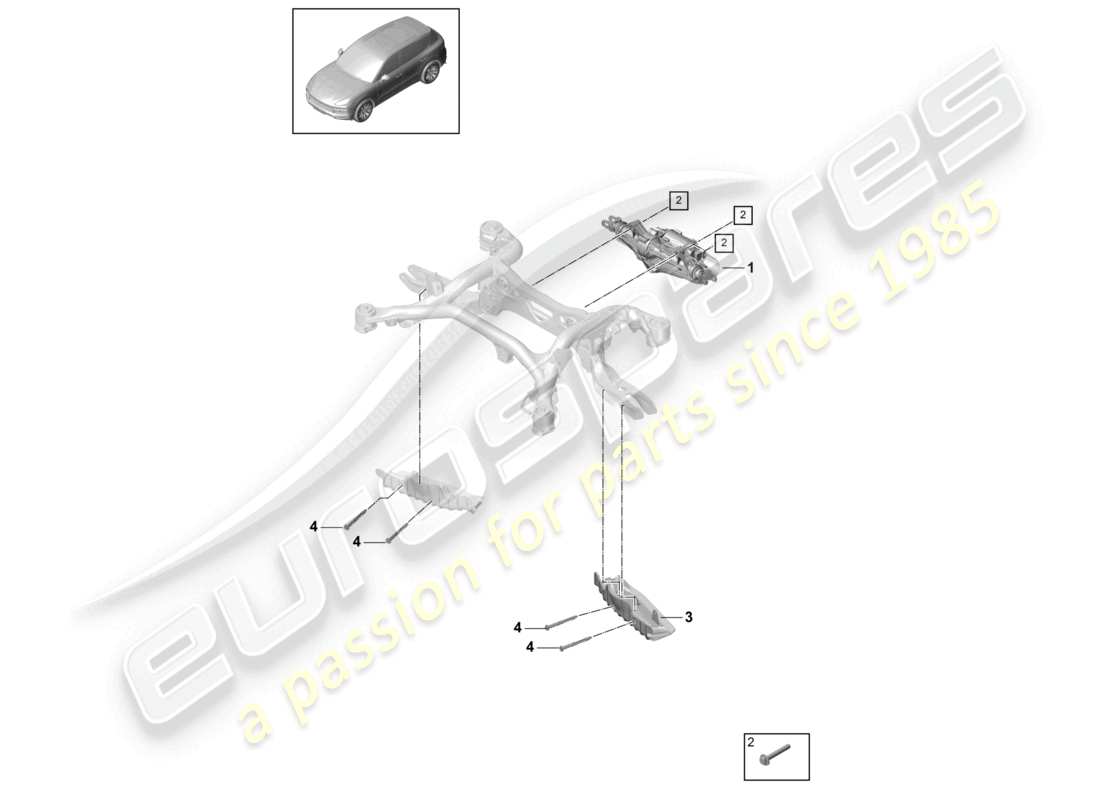 porsche 2021 (cayenne e3 9ya/9yb) diagrama de piezas del eje trasero del mecanismo de dirección