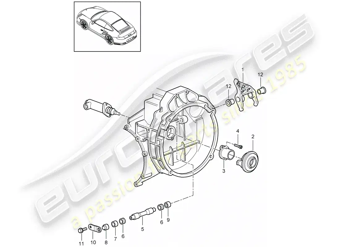 porsche 2013 (997-2 turbo / gt2 rs) liberación del embrague diagrama de piezas