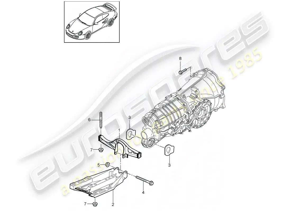 porsche 2013 (997-2 turbo / gt2 rs) suspensión de la transmisión diagrama de piezas