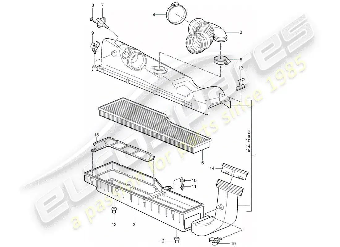 porsche 2008 (997-1) filtro de aire diagrama de piezas