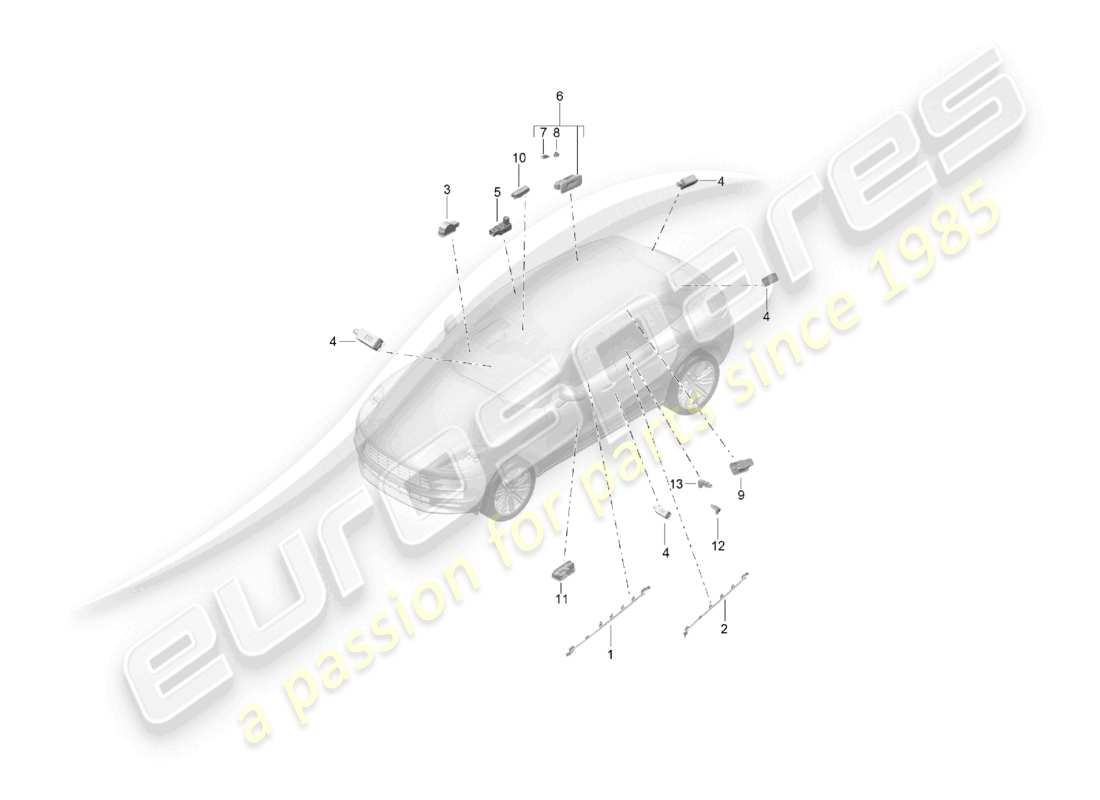 porsche 2021 (macan) luz interior lámpara del maletero luz de advertencia de la puerta luz del espacio para los pies diagrama de piezas