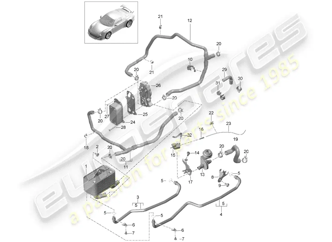 porsche 2016 (991-1 r/gt3/rs) - pdk - diagrama de piezas