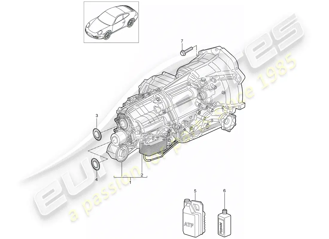 porsche 2011 (997-2) - pdk - diagrama de piezas