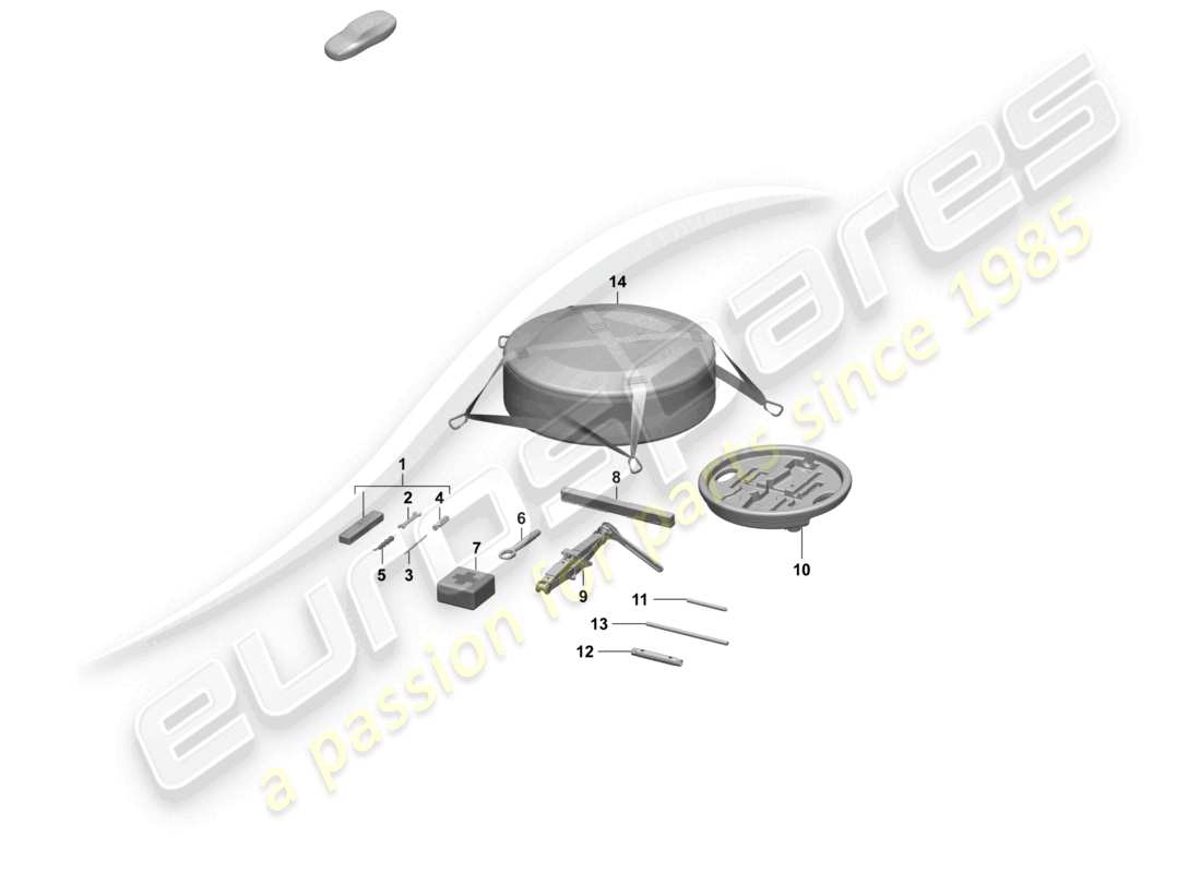 porsche 2025 (taycan 9j1-2) diagrama de piezas del gato de herramientas