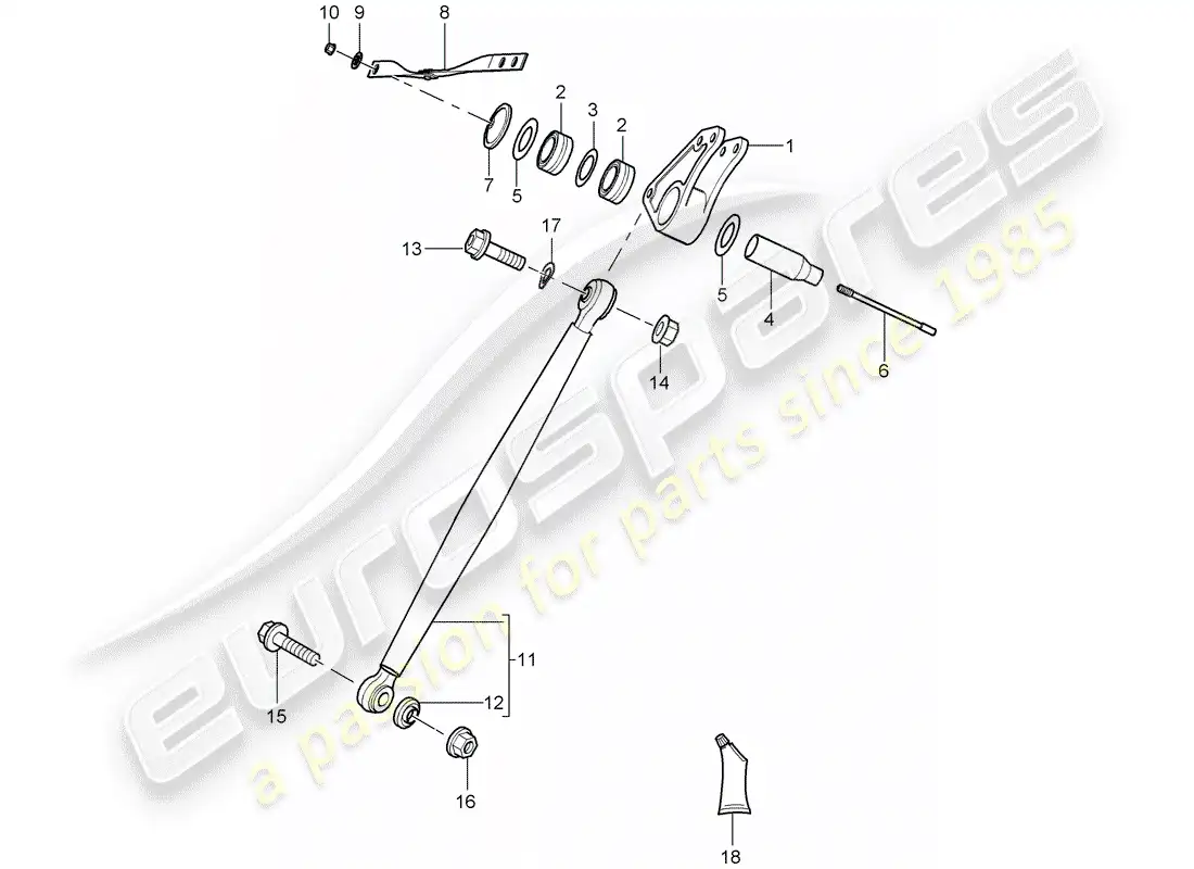 porsche 2005 (carrera gt) brazo balancín - varilla de empuje diagrama de piezas