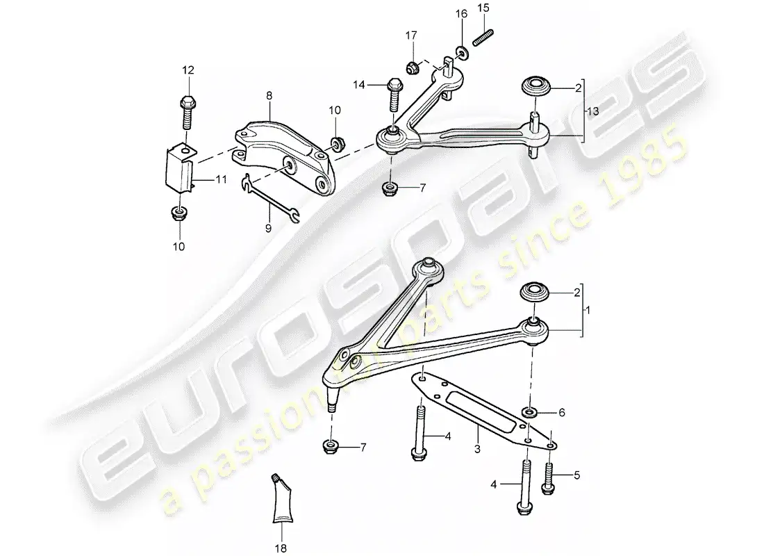 porsche 2005 (carrera gt) brazo control de oruga - palanca de giro diagrama de piezas