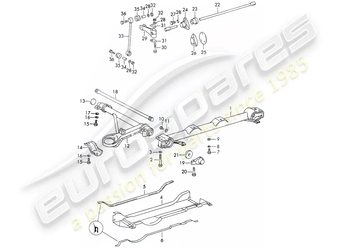 porsche 1965 (911/912) eje delantero - estabilizador - d - mj 1969>> - mj 1969 diagrama de piezas