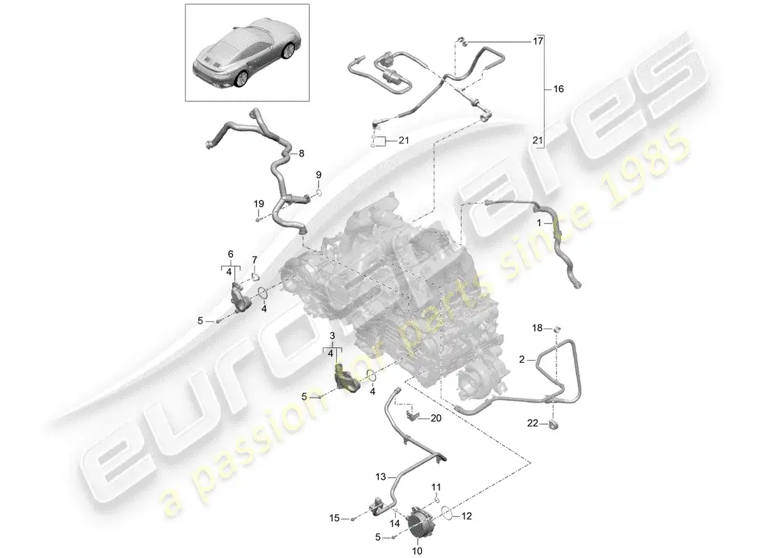 porsche 2014 (991-1 turbo) crankcase diagrama de piezas