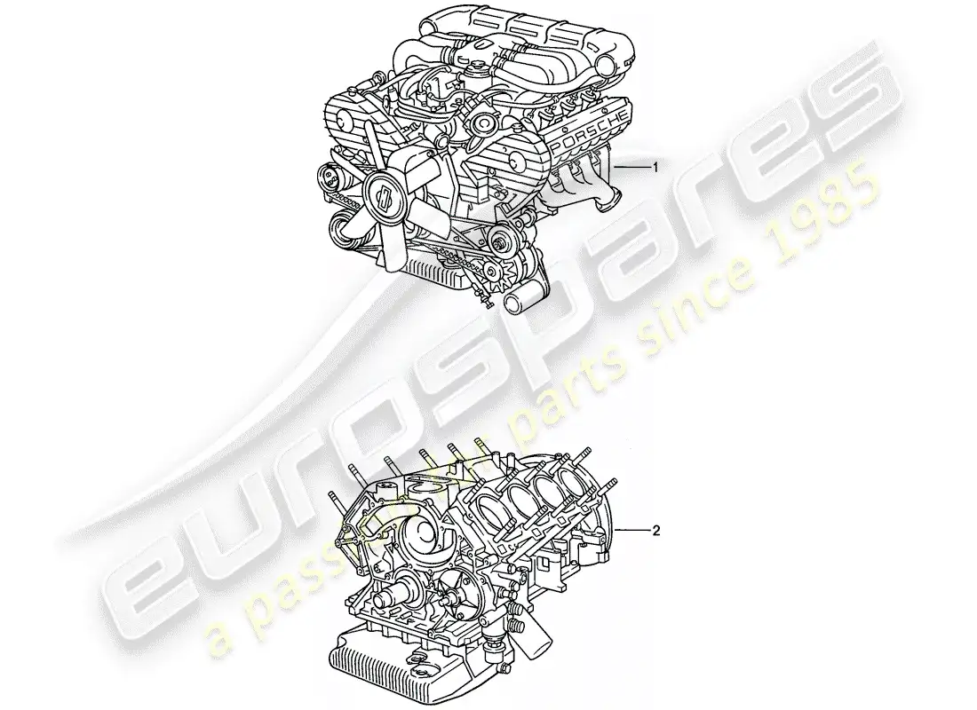 porsche 1984 (928) motor de repuesto diagrama de piezas