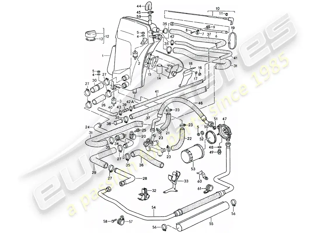 porsche 1993 (964) tanque de aceite - líneas diagrama de piezas