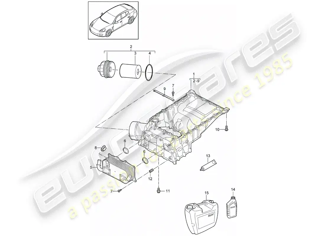 porsche 2012 (panamera 970) diagrama de piezas de la carcasa conductora de aceite