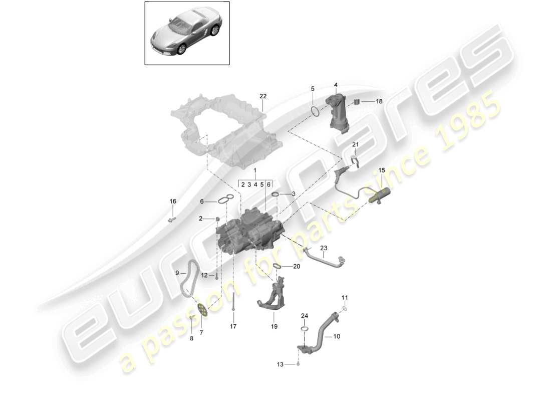 porsche 2022 (718 boxster) diagrama de piezas de la bomba de aceite del motor (prensa de aceite/lubricación)