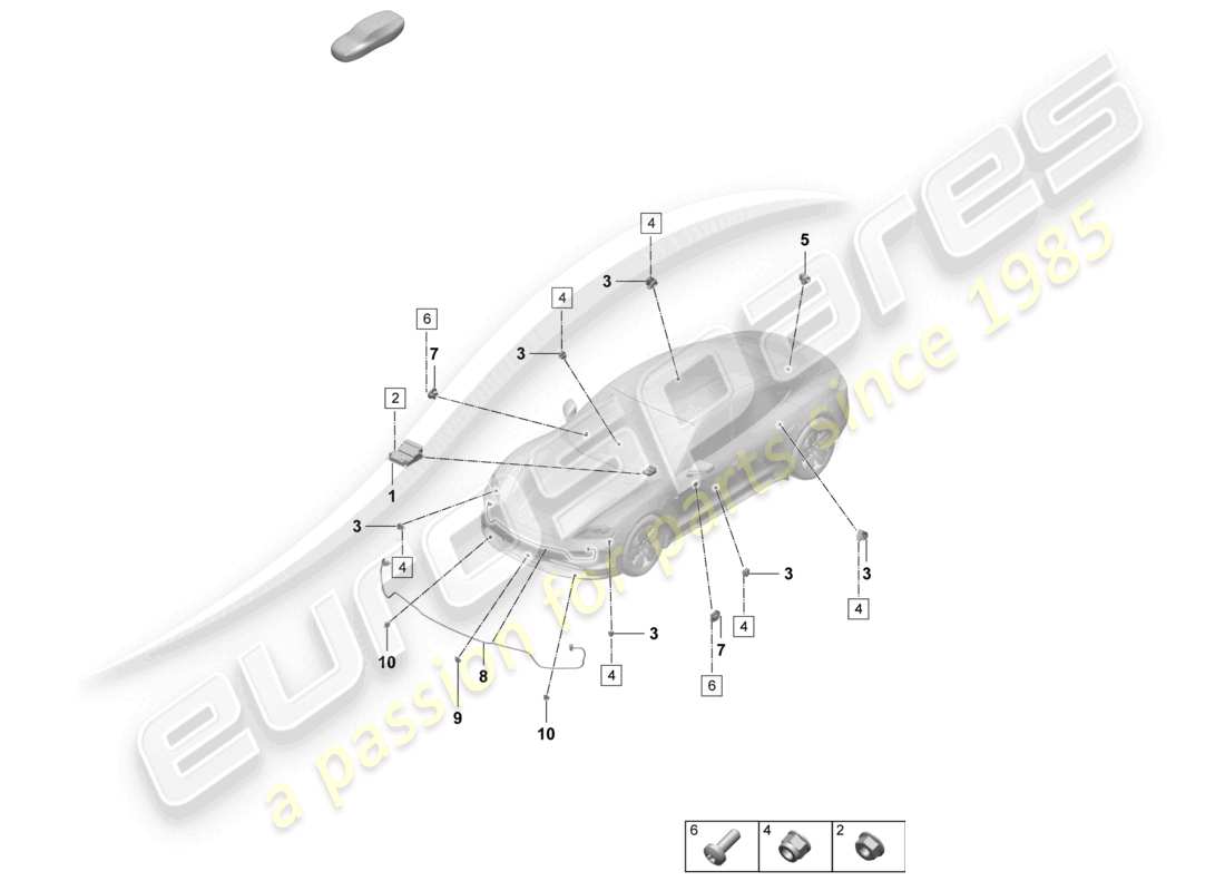 porsche 2025 (taycan 9j1-2) unidad de control para airbag sensor de impacto para airbag protección de peatones diagrama de piezas
