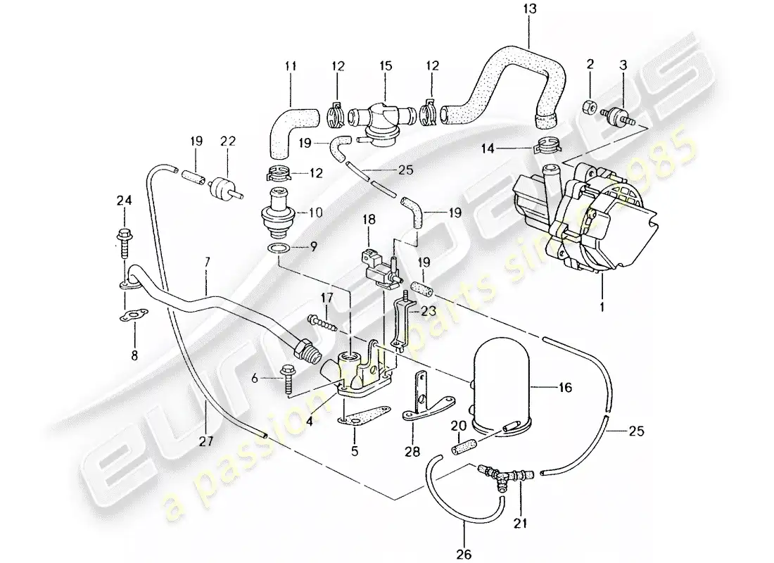 porsche 2000 (986 boxster) bomba de aire secundario - d >> - mj 1999 diagrama de piezas