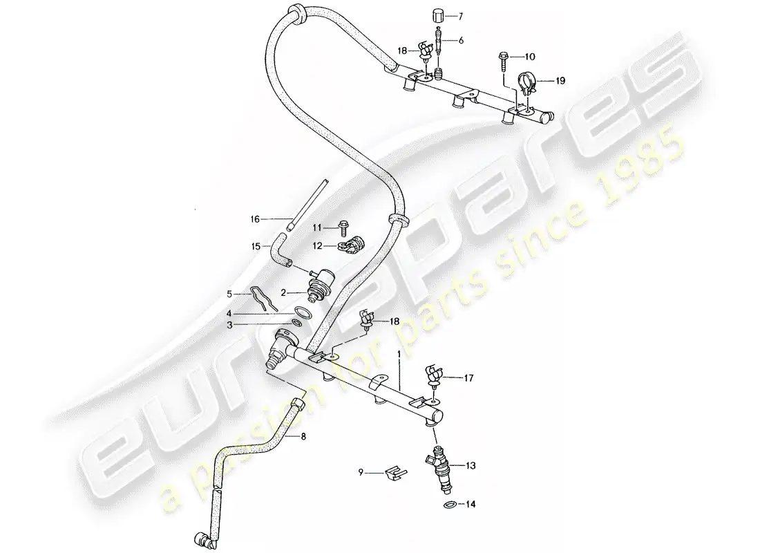 porsche 1999 (986 boxster) diagrama de piezas del tubo de recogida de combustible
