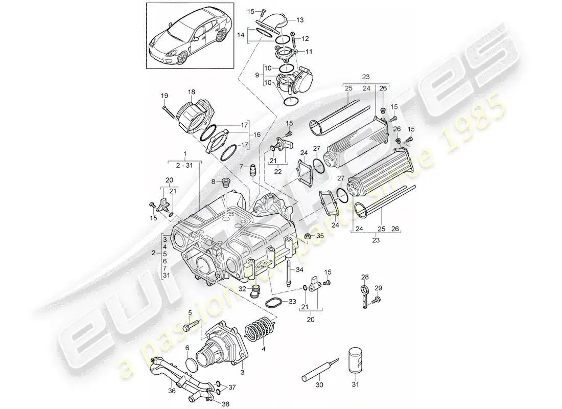 porsche 2016 (panamera 970) compresor diagrama de piezas