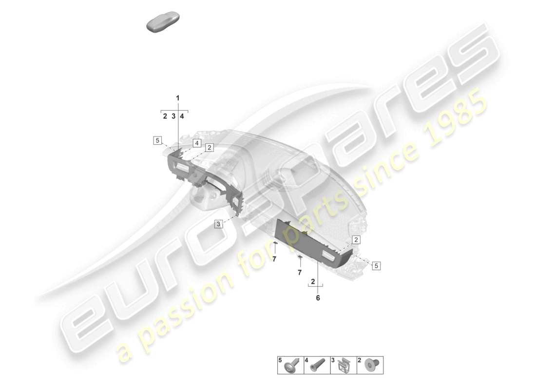 porsche 2021 (taycan 9j1-1) moldura para salpicadero diagrama de piezas