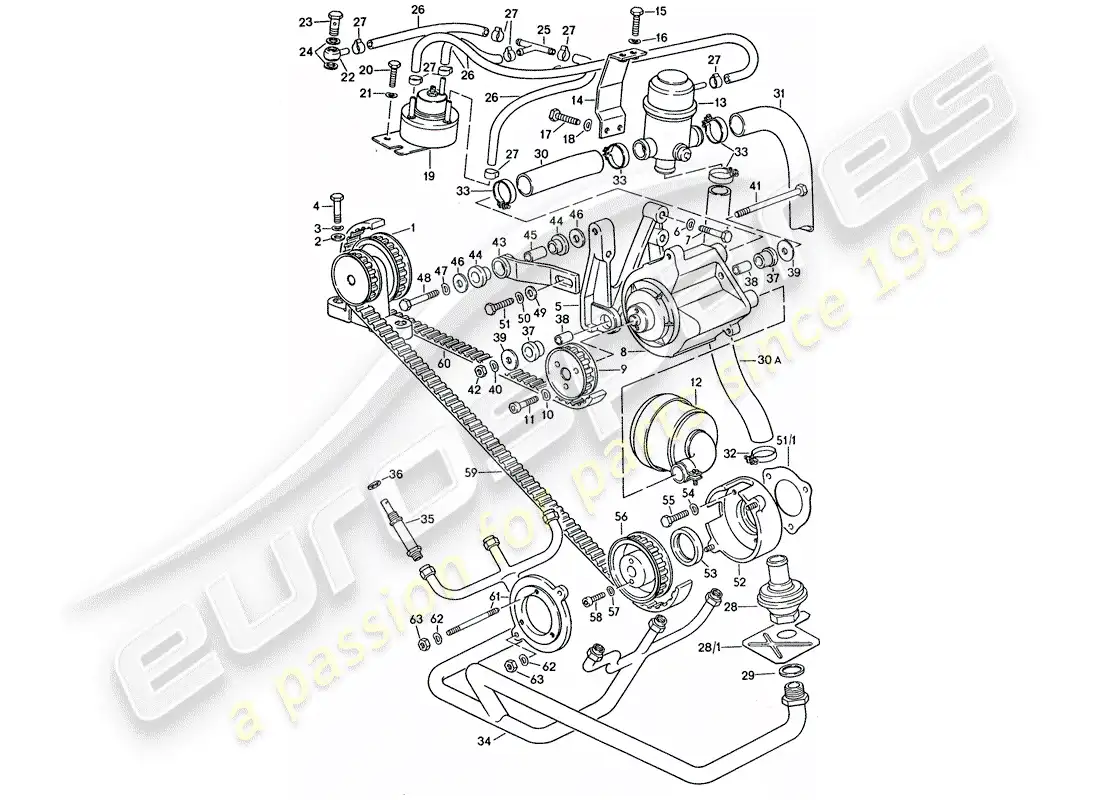 porsche 1977 (911 turbo) inyección de aire diagrama de piezas