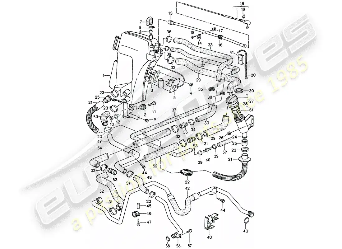 porsche 1994 (993) tanque de aceite - líneas diagrama de piezas