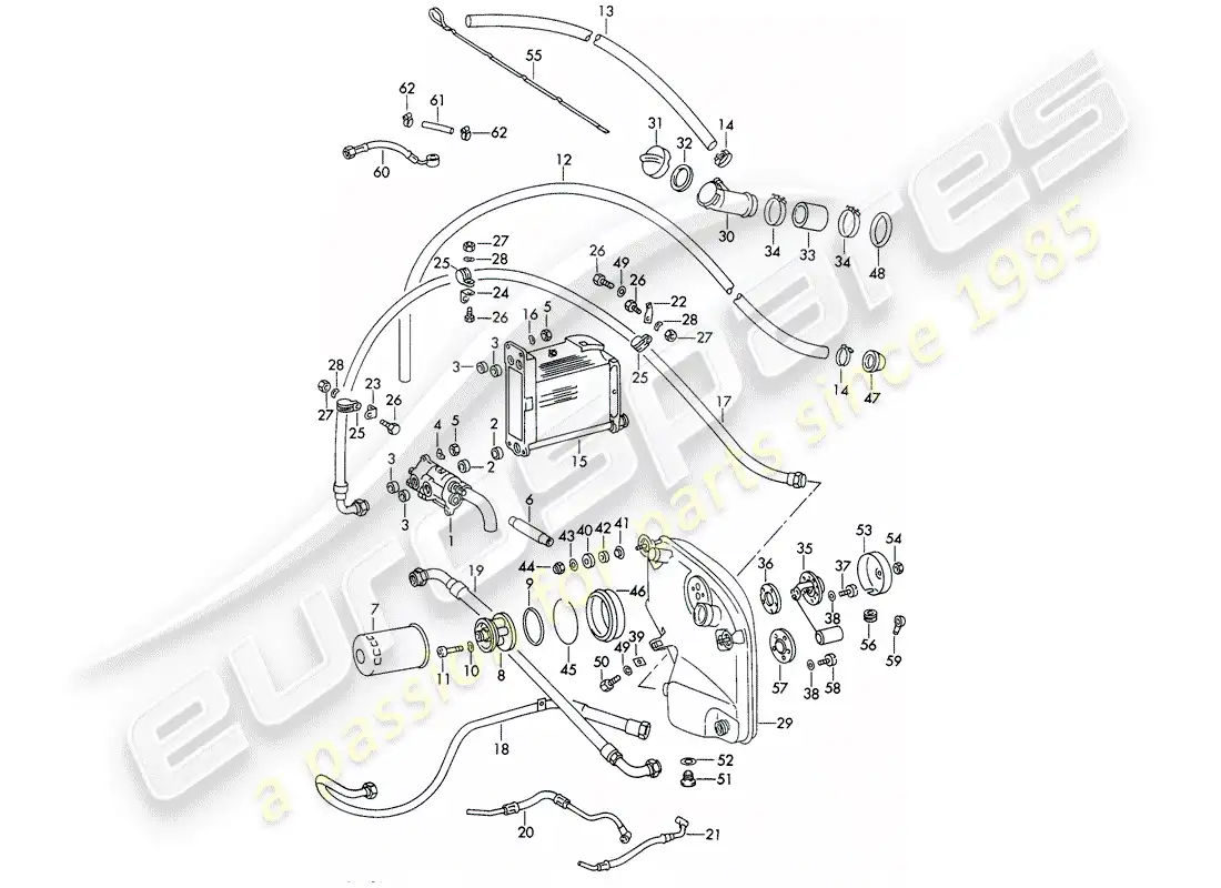 porsche 1969 (911/912) lubricación del motor diagrama de piezas