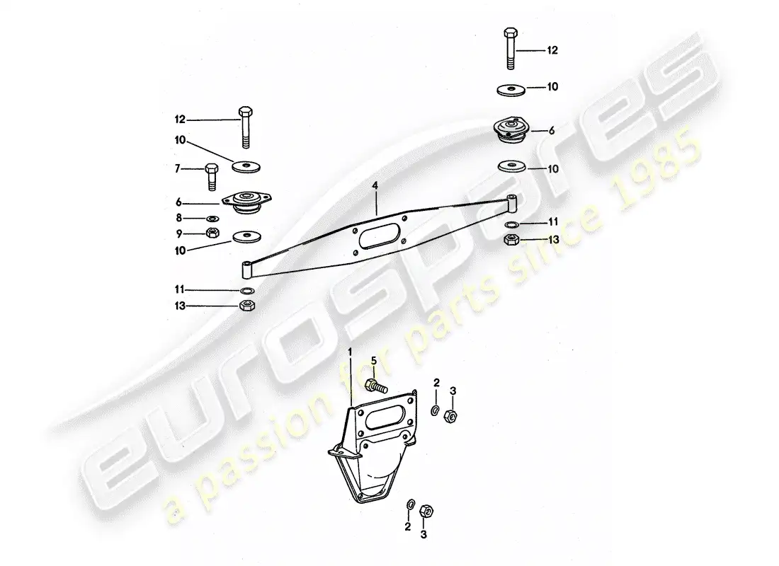porsche 1977 (911 turbo) suspensión del motor diagrama de piezas