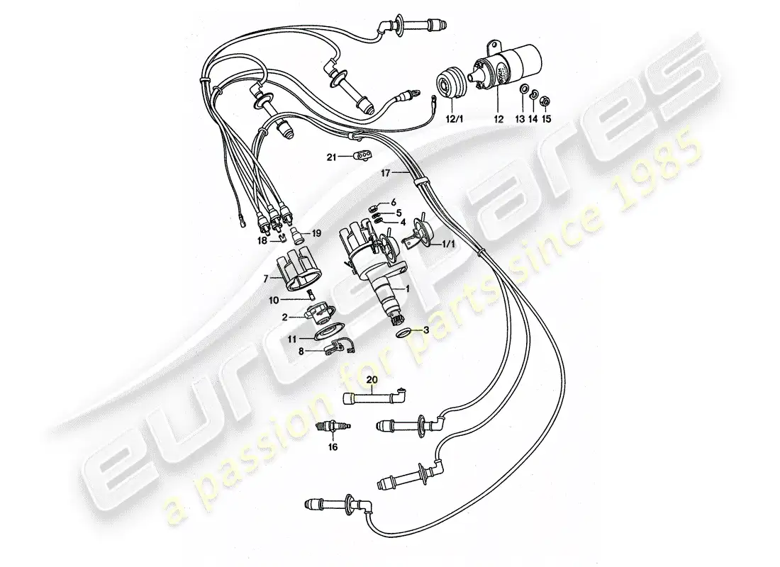porsche 1977 (911 turbo) electricidad del motor diagrama de piezas
