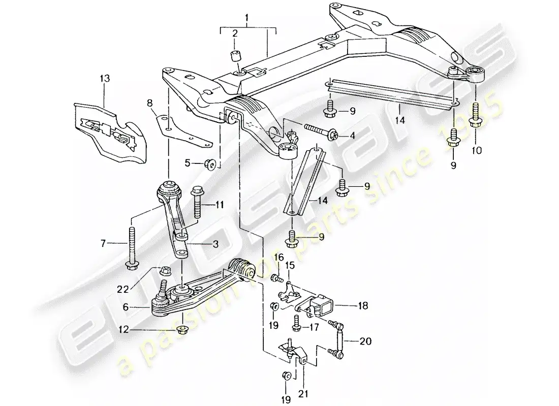 porsche 2004 (996) travesaño - brazo estabilizador de vía diagrama de piezas