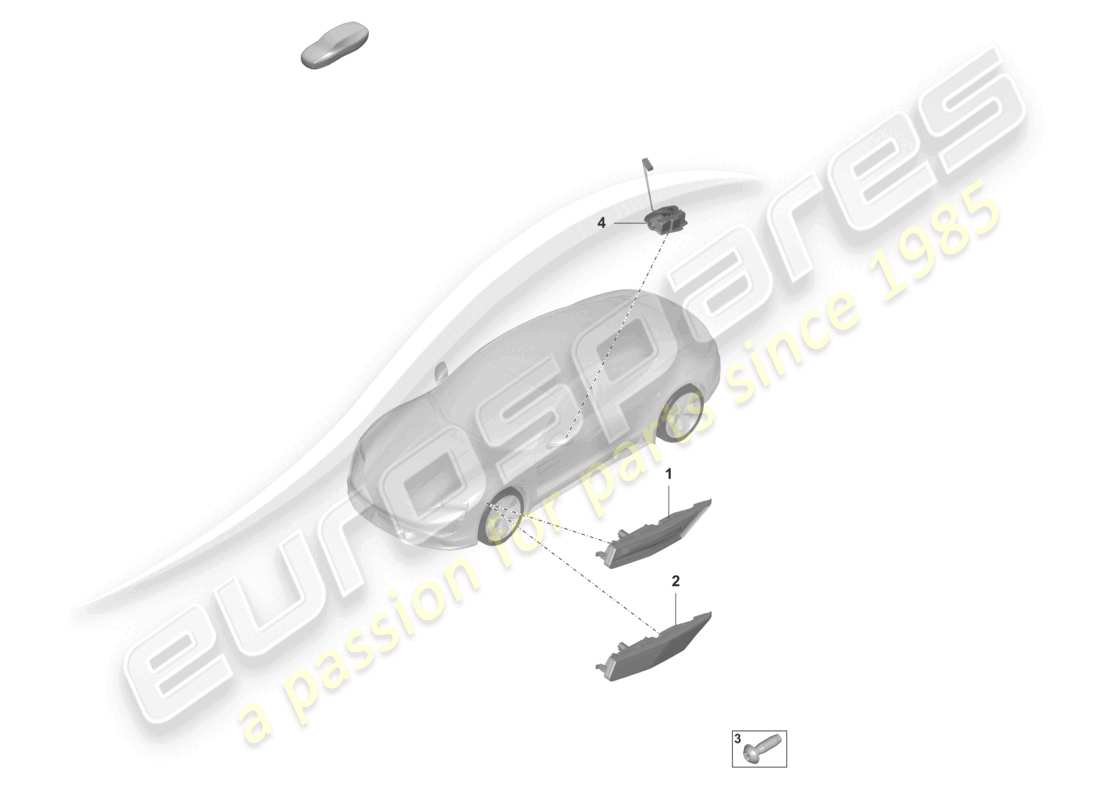 porsche 2021 (taycan 9j1-1) luz de posición lateral del repetidor de señal de giro unidad de control para luz de conducción diurna diagrama de piezas