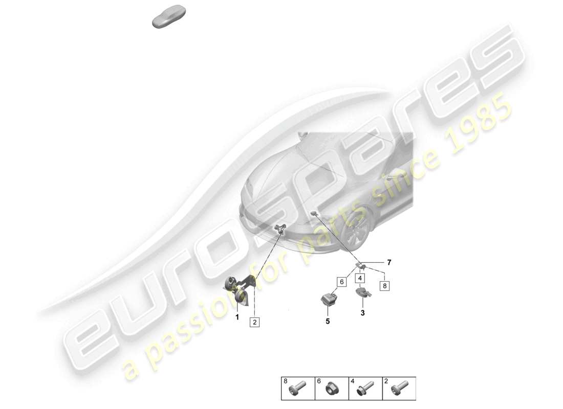 porsche 2025 (taycan 9j1-2) sistema de alarma con bocina de señal de fanfarria diagrama de piezas