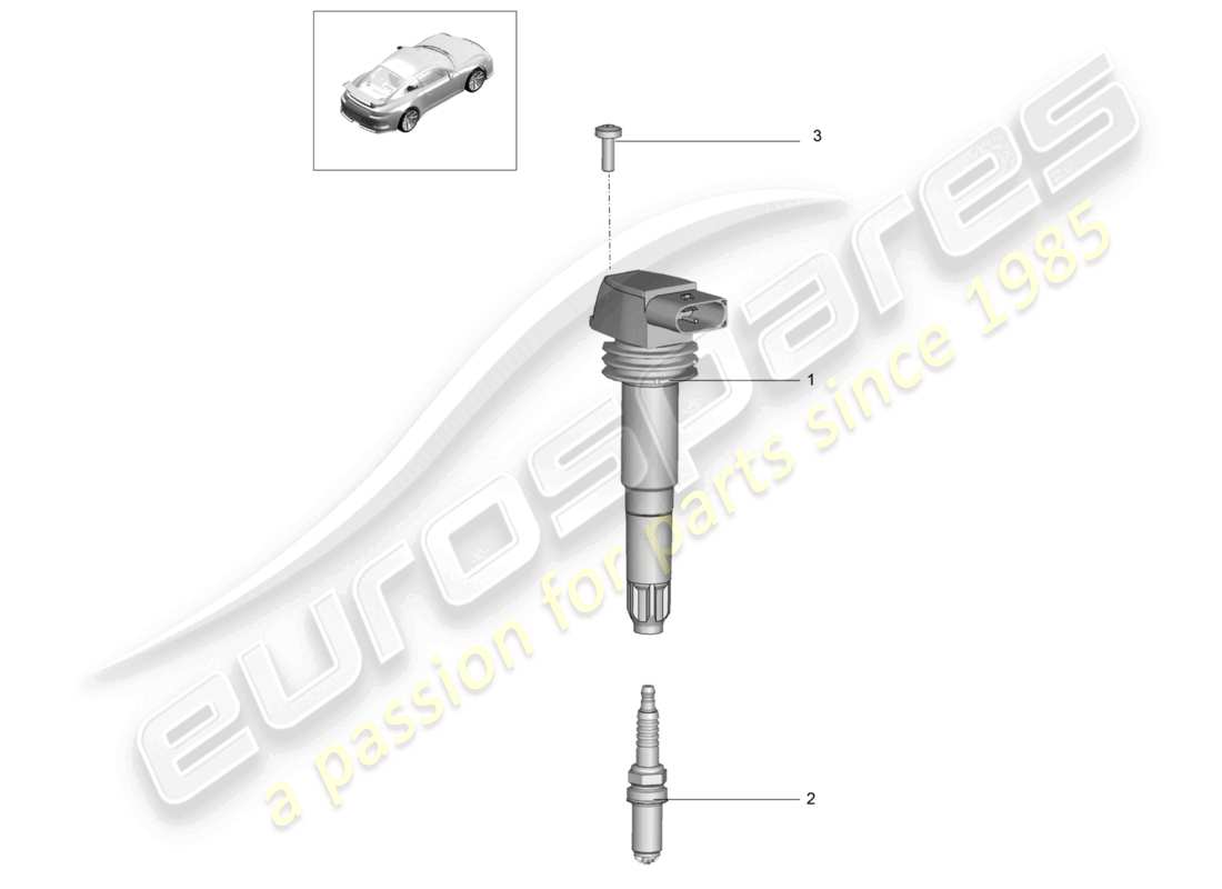 porsche 2021 (991-2 r/gt3/rs) diagrama de piezas del sistema de encendido