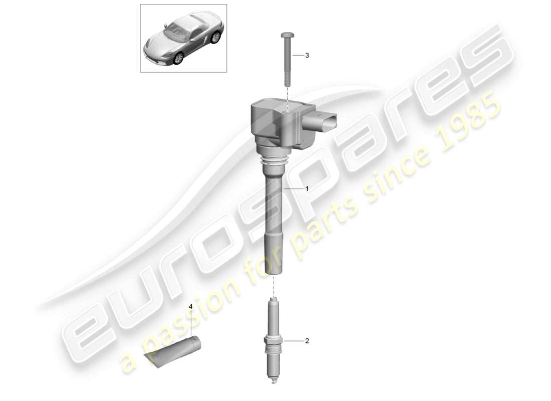 porsche 2023 (718 boxster) diagrama de piezas del sistema de encendido