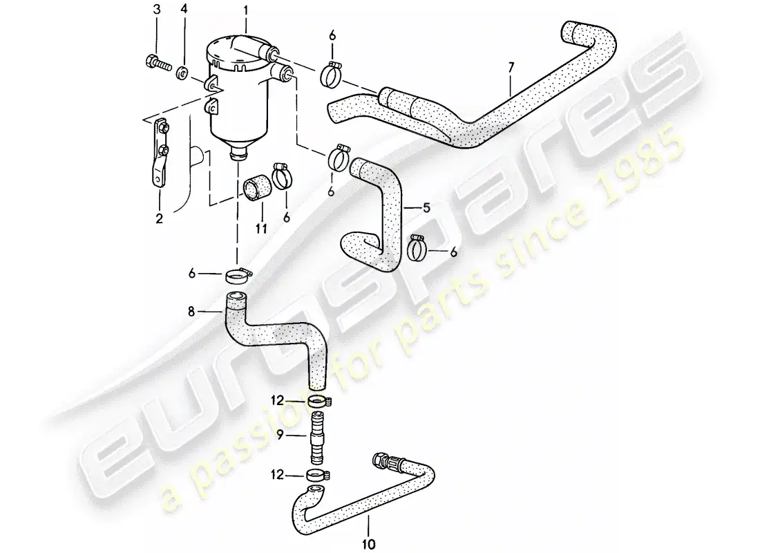 porsche 1989 (911) separador de aceite diagrama de piezas