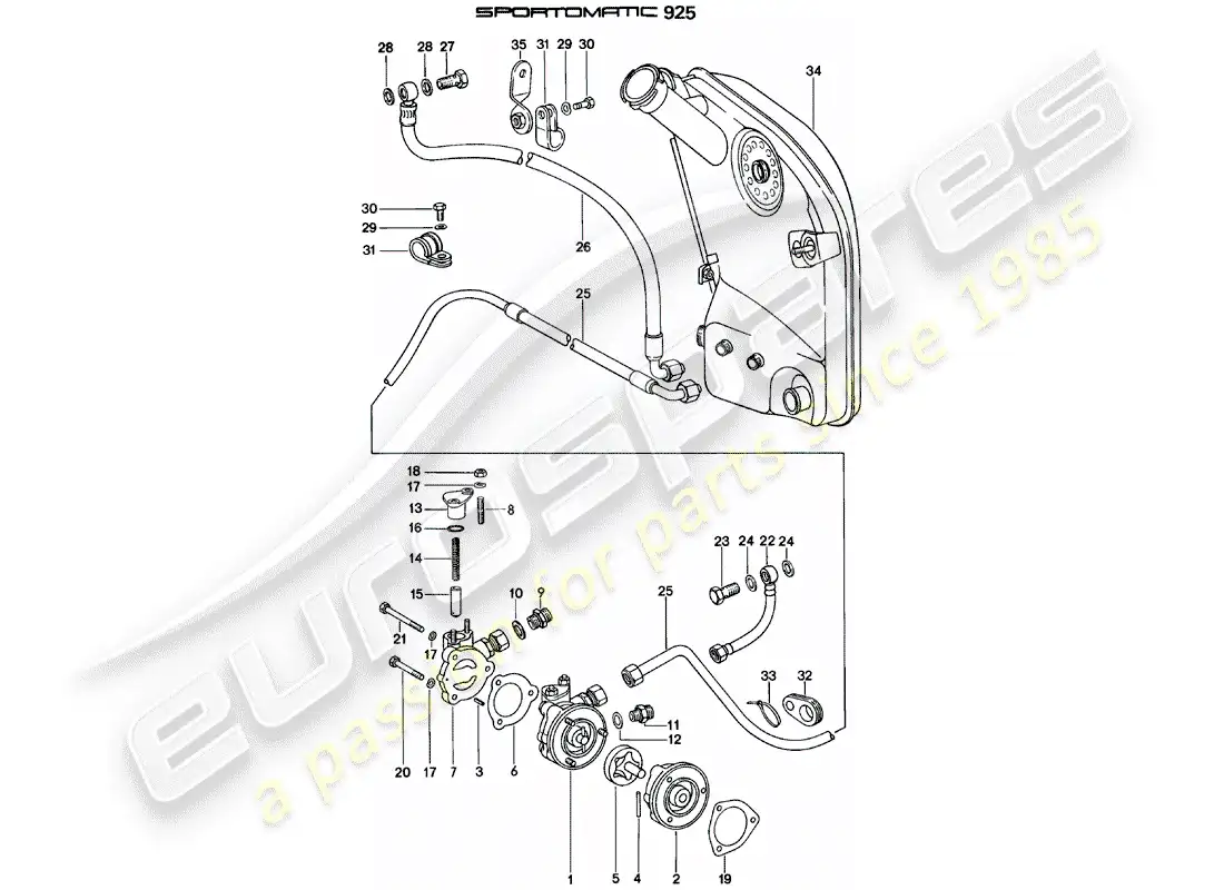 porsche 1980 (911) proveedor - -spm- - suministro de aceite - para - convertidor de par diagrama de piezas