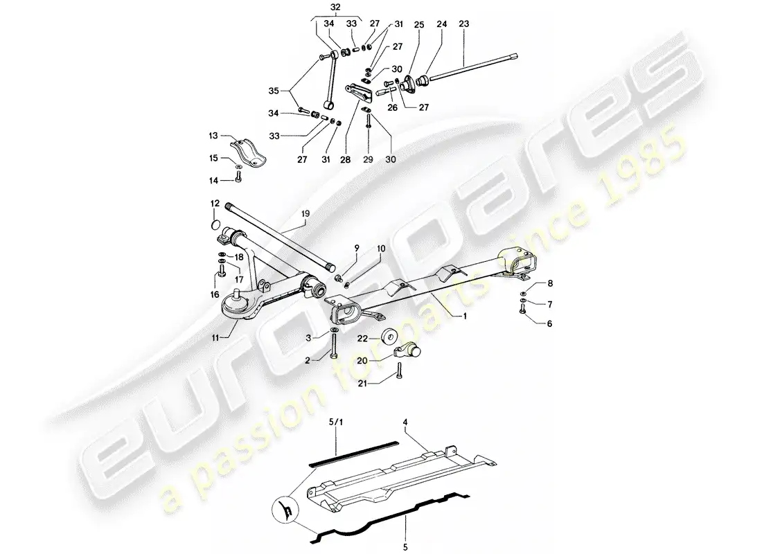 porsche 1971 (914) eje delantero - estabilizador diagrama de piezas