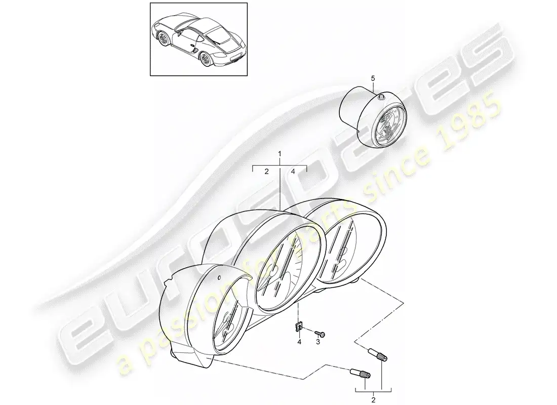 porsche 2012 (987 cayman) instruments diagrama de piezas