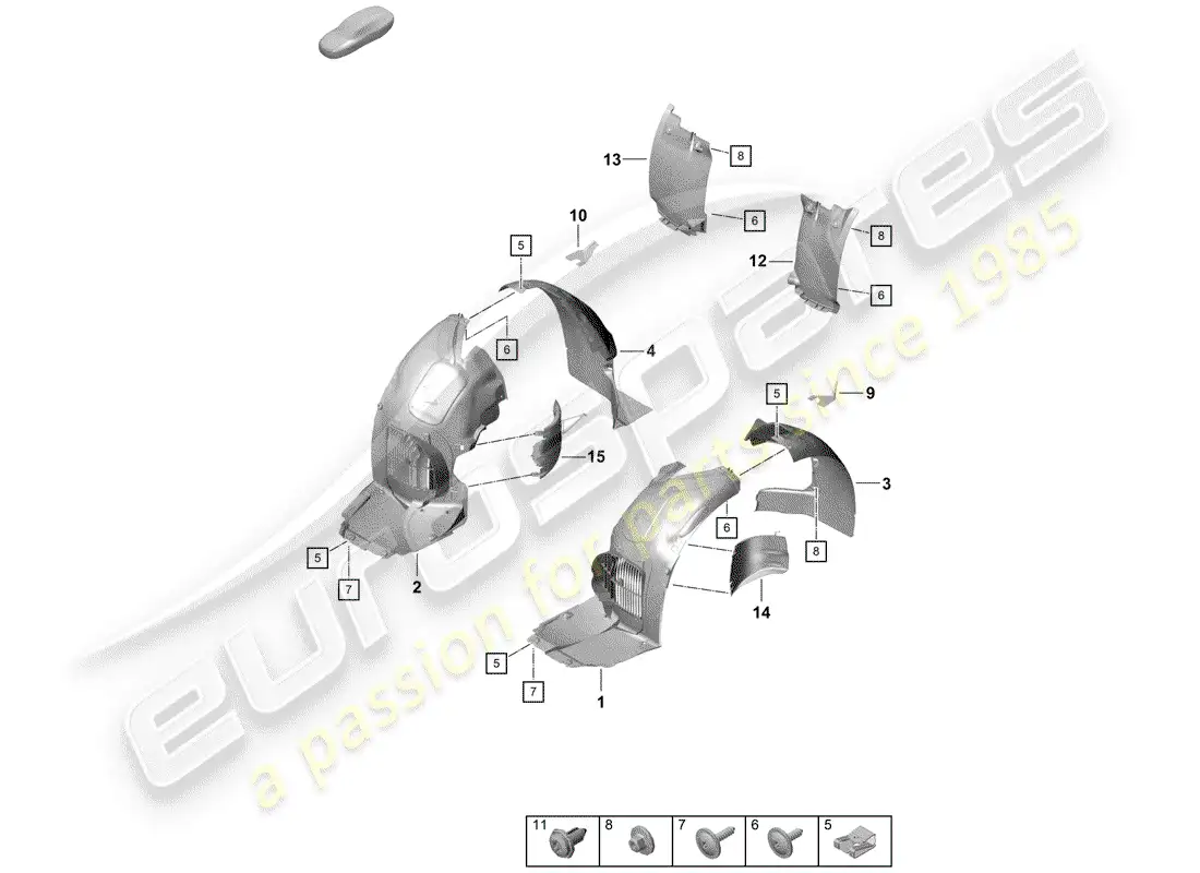 porsche 2019 (718 boxster spyder) adornos diagrama de piezas