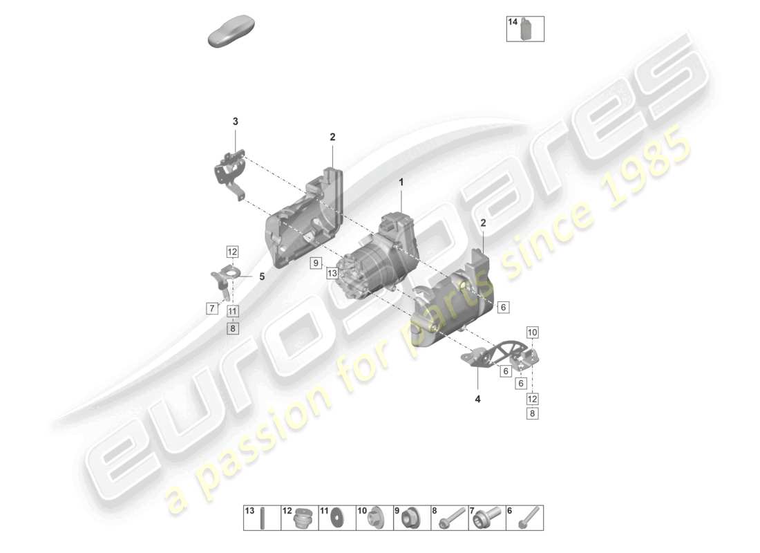 porsche 2021 (taycan 9j1-1) diagrama de piezas del compresor del aire acondicionado a/c con partes individuales