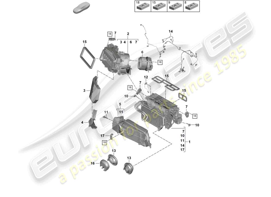 porsche 2024 (panamera 976) diagrama de piezas del sistema de aire acondicionado 2-zone