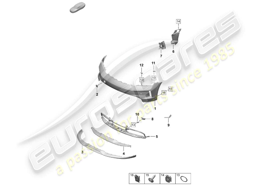 porsche 2025 (taycan 9j1-2) parachoques delantero taycan cross turismo diagrama de piezas