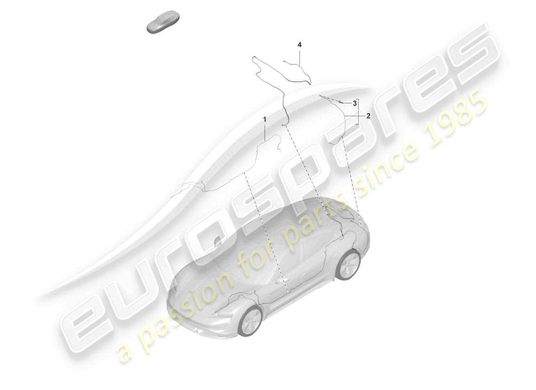 porsche 2021 (taycan 9j1-1) tubería/manguera cámara de marcha atrás limpiaparabrisas trasero diagrama de piezas