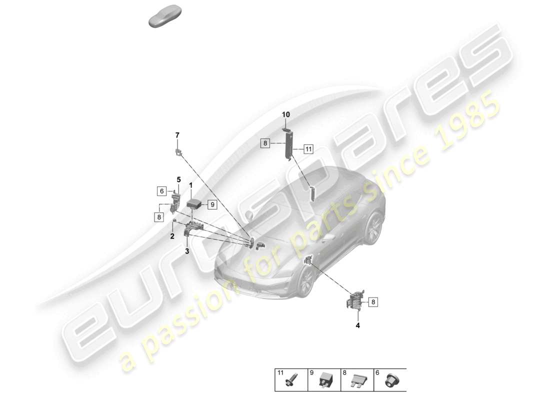 porsche 2025 (taycan 9j1-2) portafusibles de sistema eléctrico central diagrama de piezas de fusibles