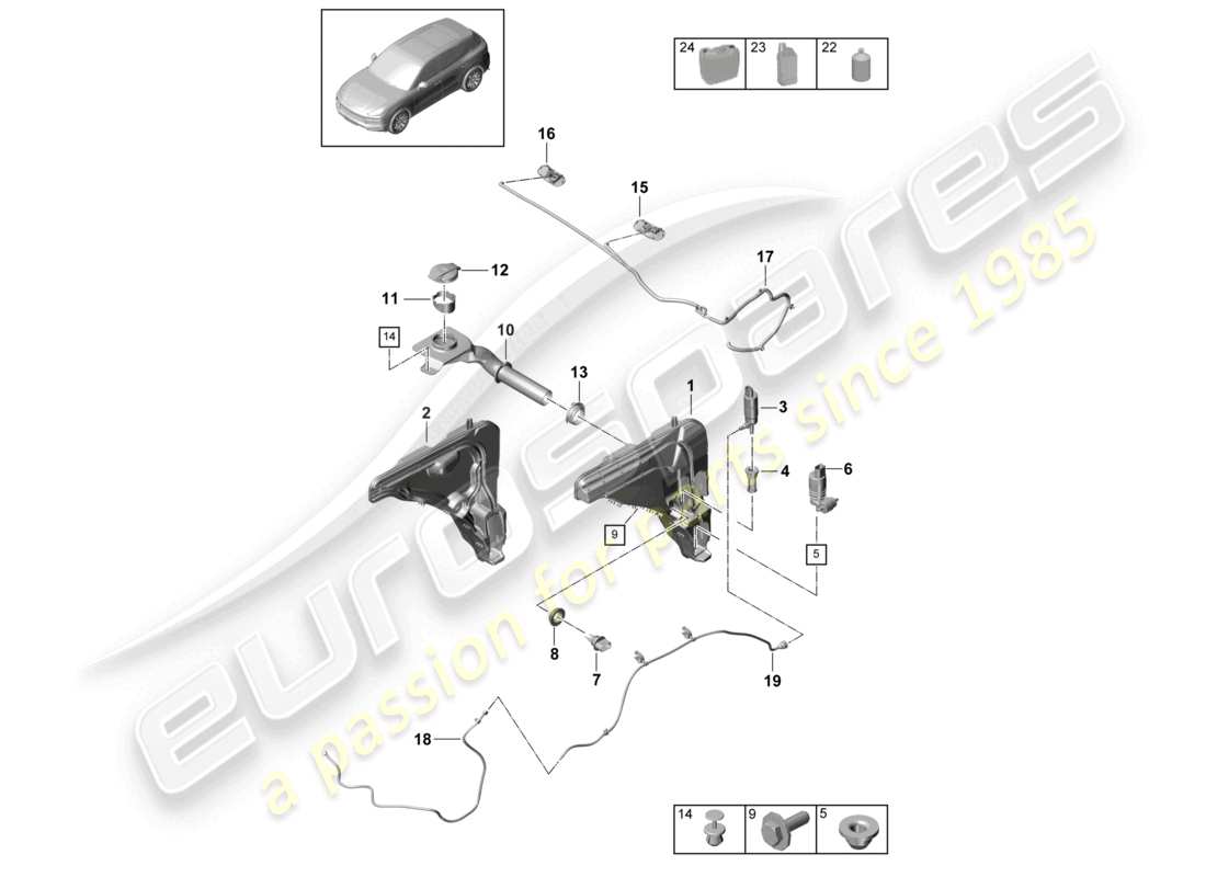 porsche 2024 (cayenne e3 9ya/9yb) sistema arandela diagrama de piezas