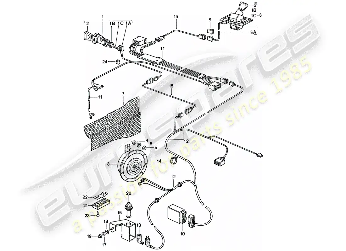 porsche 1980 (928) sistema de alarmas diagrama de piezas