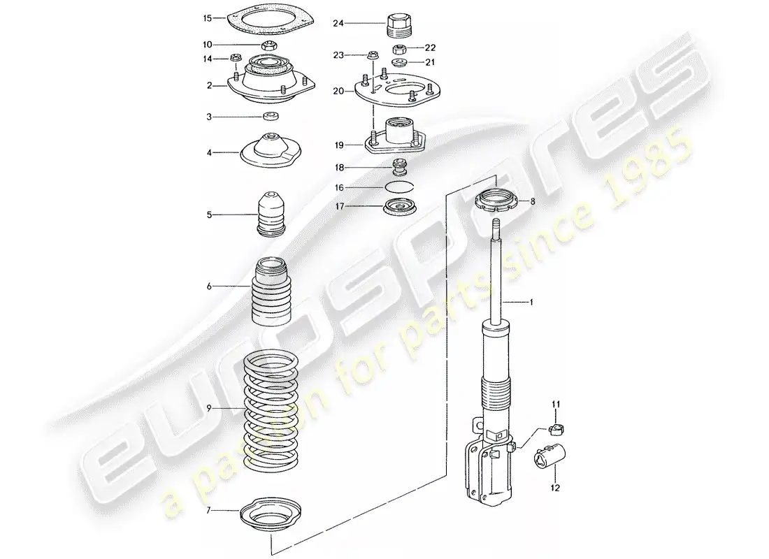 porsche 1996 (993) suspensión - puntal amortiguador diagrama de piezas