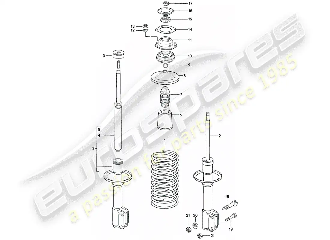 porsche 1986 (944) suspensión - amortiguador diagrama de piezas