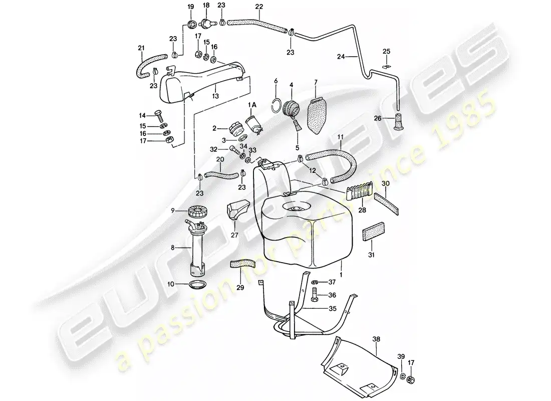 porsche 1980 (928) depósito de combustible diagrama de piezas